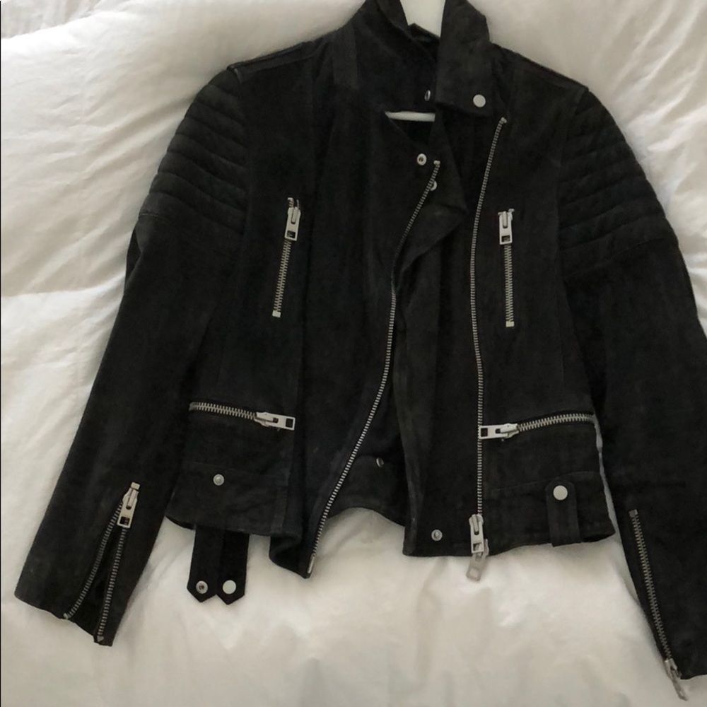 All saints Suede jacket charcoal gray